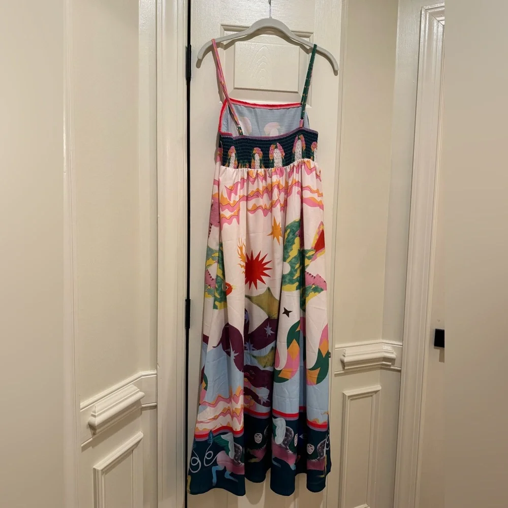 Colorful Abstract Maxi Sundress with Heart Motif - Picture 5 of 8